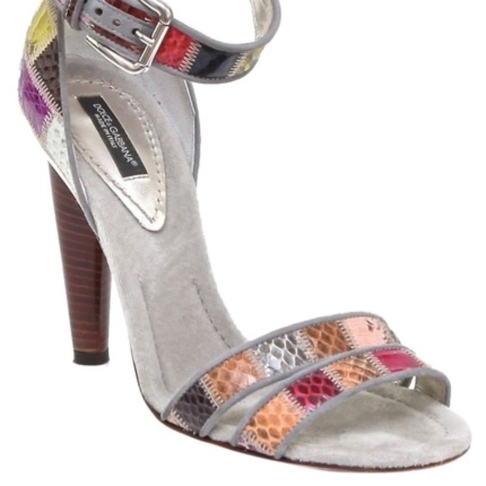 Pink Dolce & Gabbana Exotic Leather Strap Heel